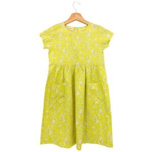 La Petite Collection Kids Girl's Yellow Floral‎ Cotton Front Pocket Dress Size 6